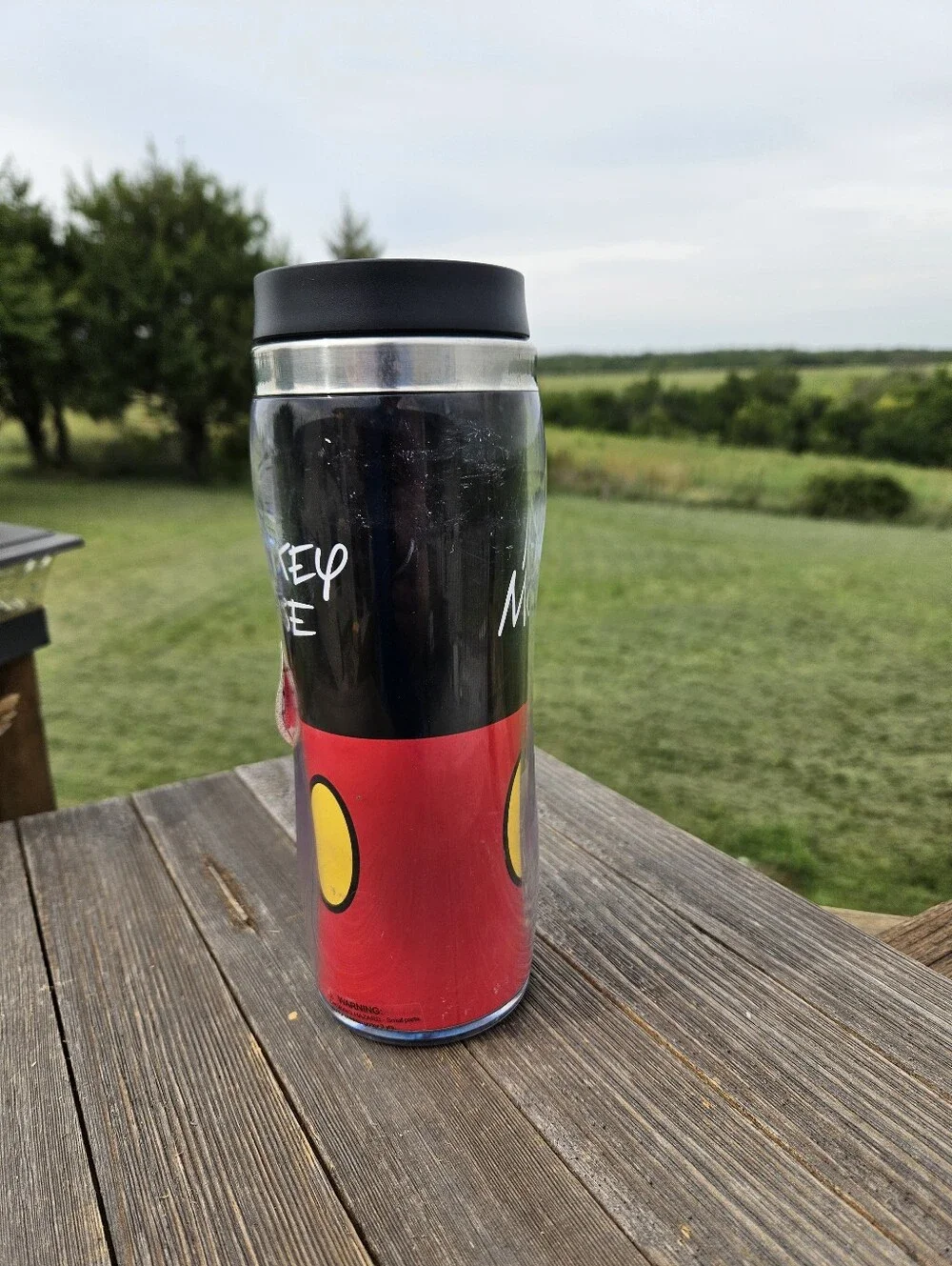 Disney Mickey Mouse Insulated Travel Mug Tumbler Cup Red Black 16oz